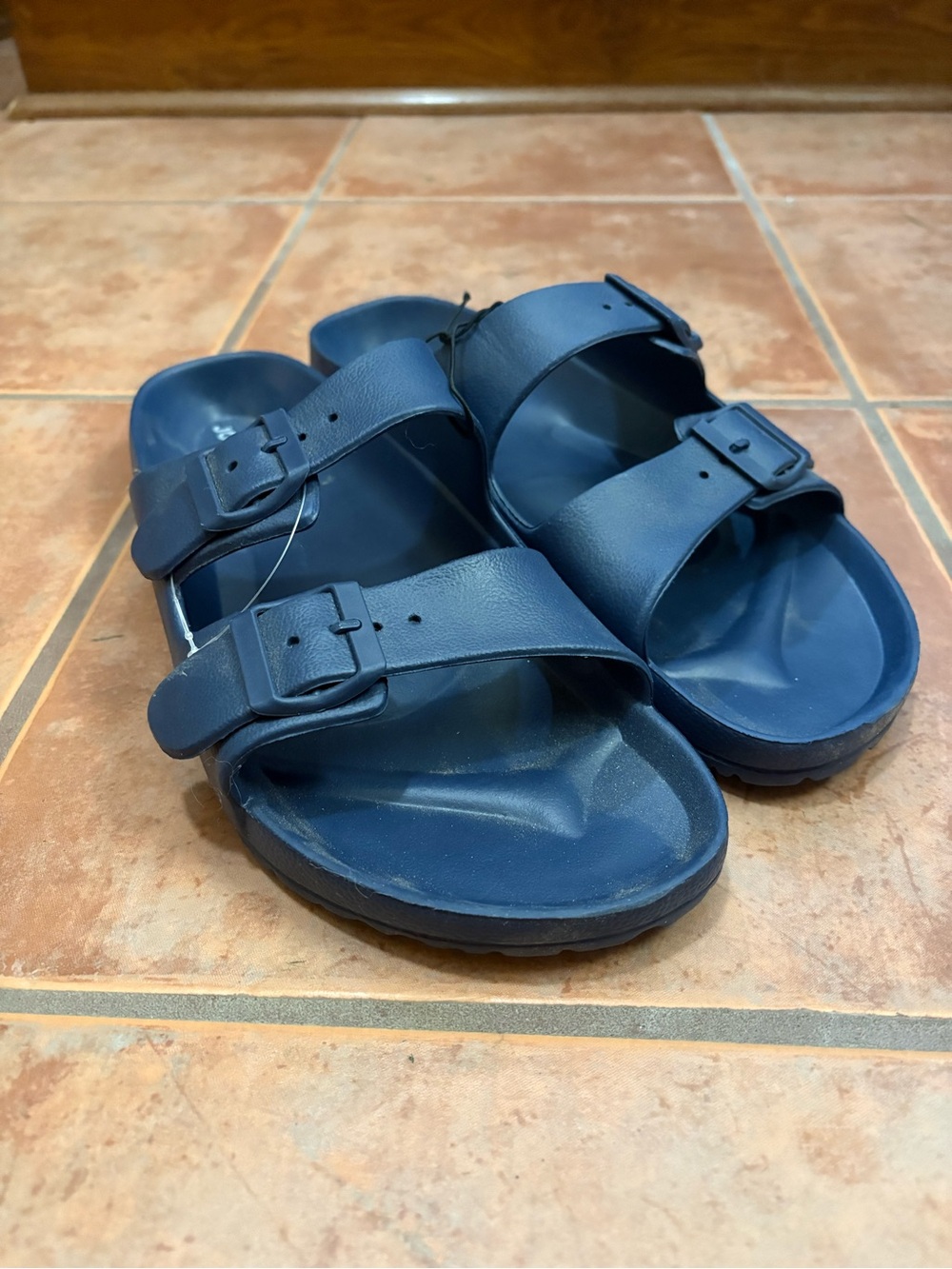Joe Fresh Navy Double-Strap Slide Sandals
